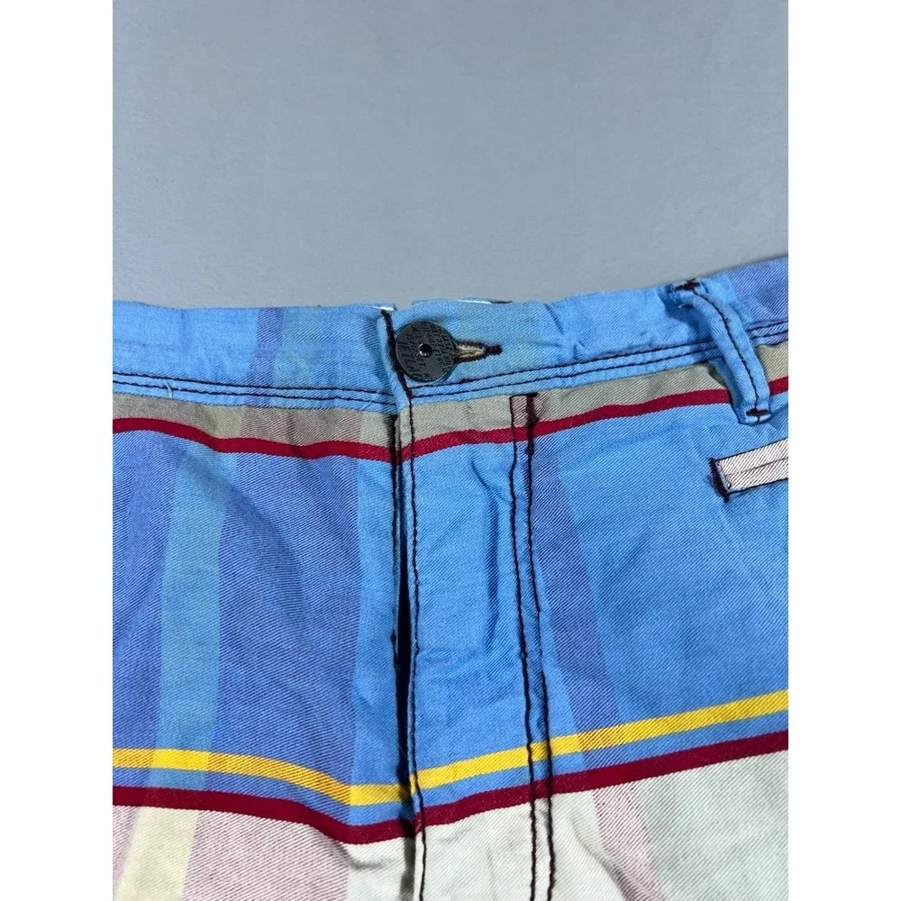 Jetlag Tailor Made Mens Plaid Striped Cotton Casual‎ Shorts Blue Multi Size 34